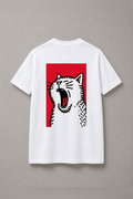 DSTRKT Yawning Cat Red unisex basic beyaz tişört