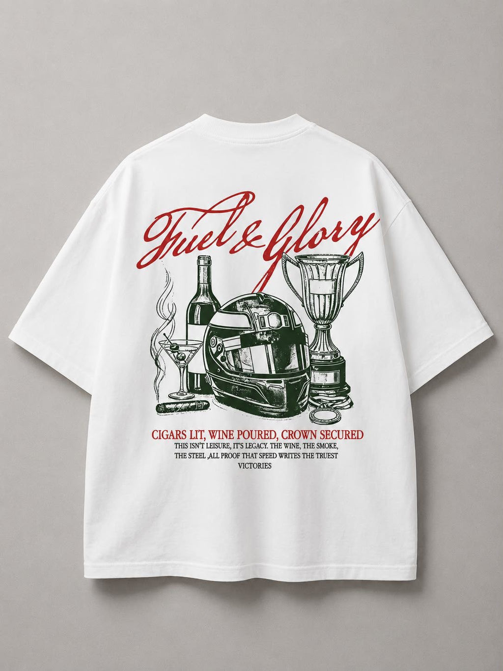DSTRKT Fuel & Glory Unisex Oversize Beyaz Tişört