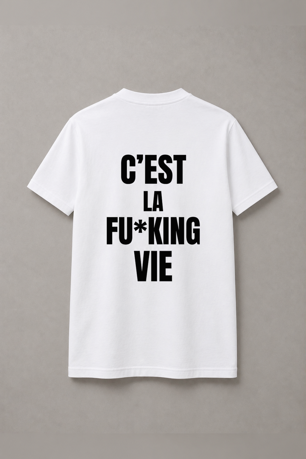DSTRKT C’est La Fucking Vie Bold unisex basic beyaz tişört