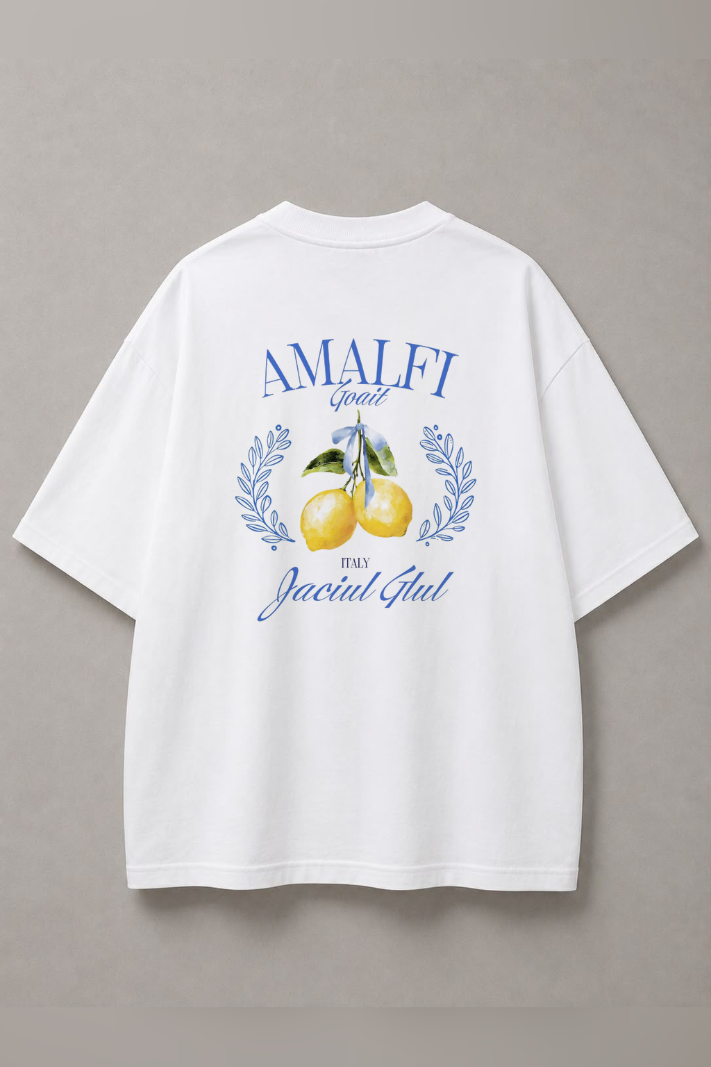 DSTRKT Amalfi Lemon unisex oversize beyaz tişört