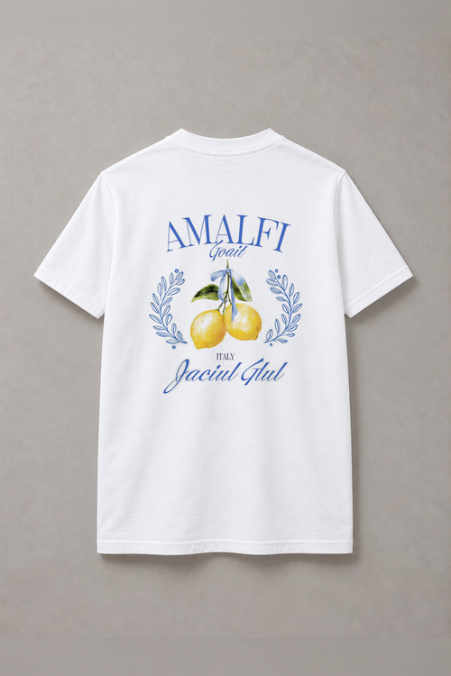 DSTRKT Amalfi Lemon unisex basic beyaz tişört