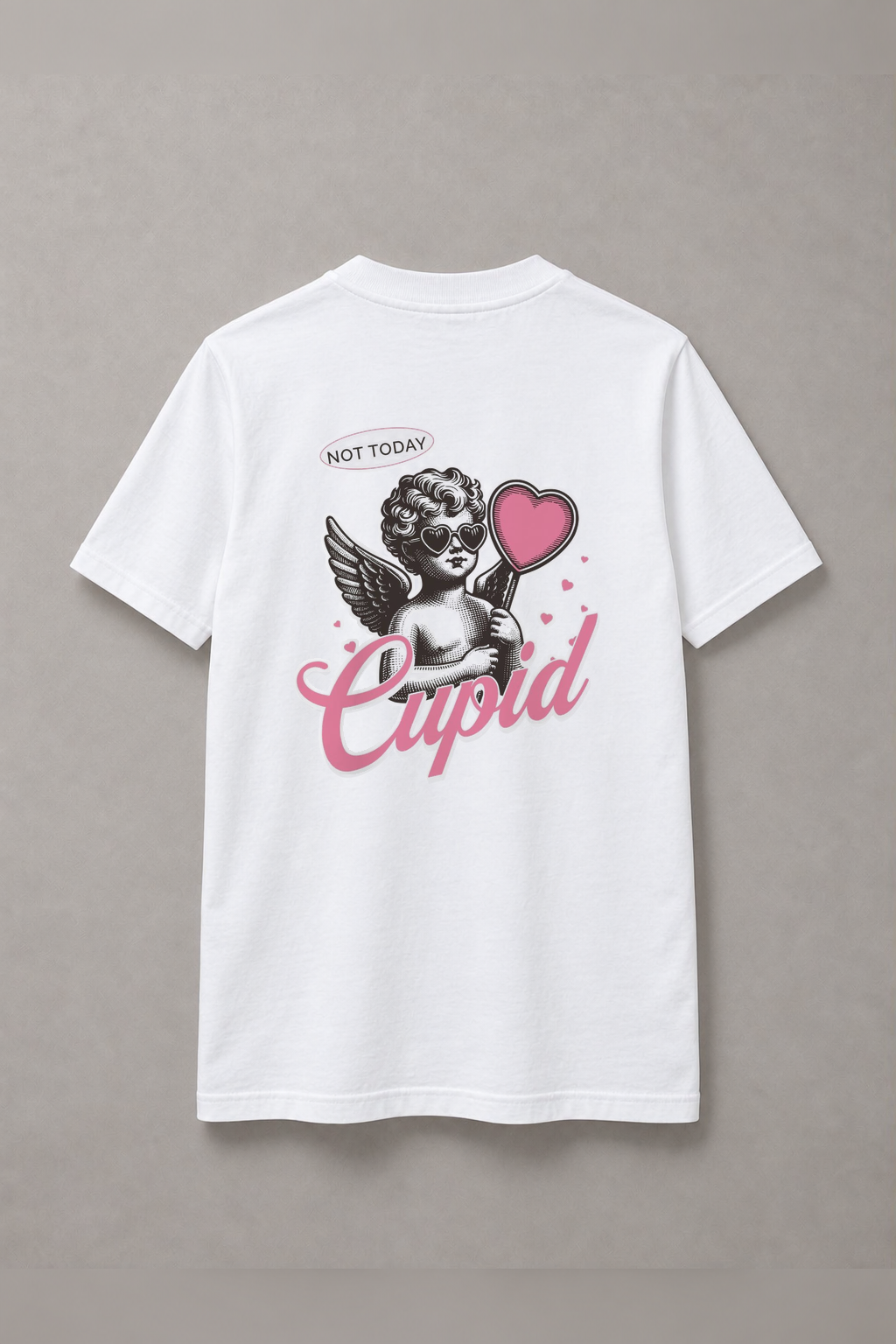 DSTRKT Not Today Cupid unisex basic beyaz tişört
