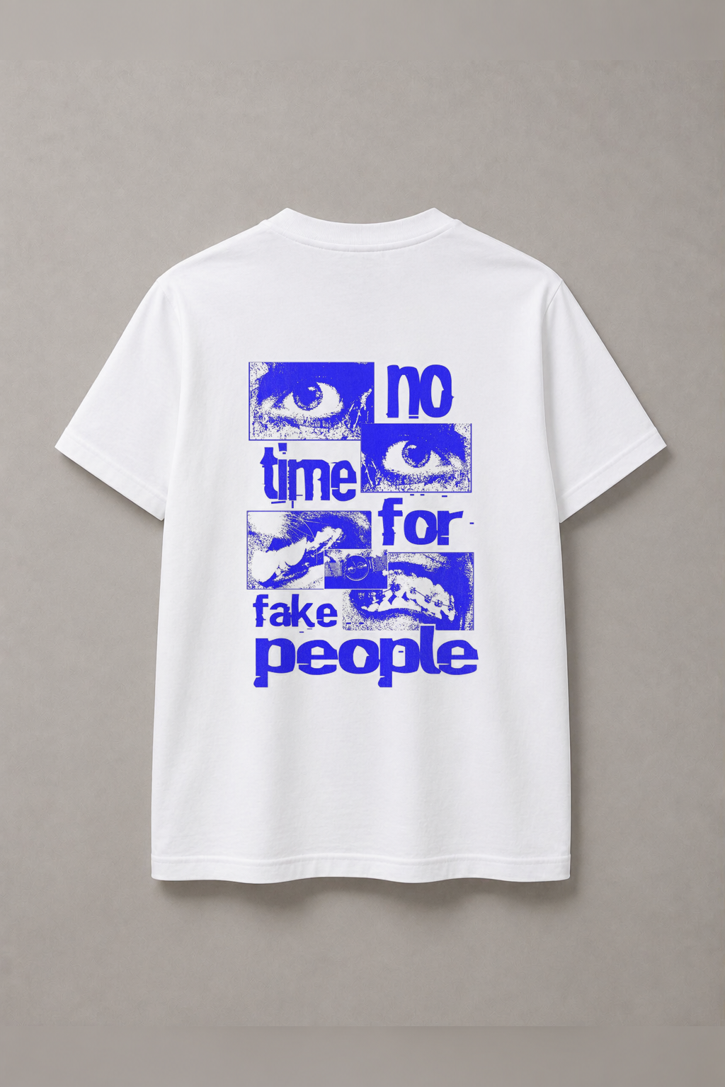 DSTRKT No Time for Fake People unisex basic beyaz tişört