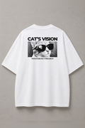 DSTRKT Cats Vision unisex oversize beyaz tişört