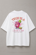 DSTRKT Tequila Social Club unisex oversize beyaz tişört