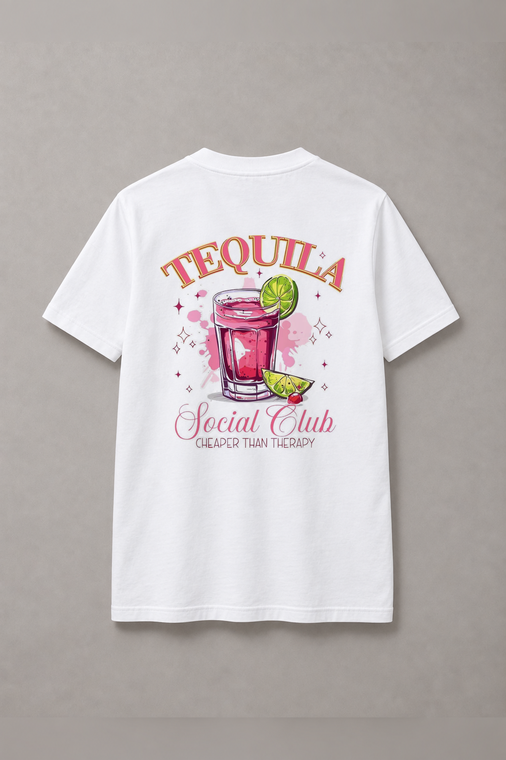 DSTRKT Tequila Social Club unisex basic beyaz tişört