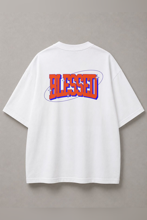 DSTRKT Blessed unisex oversize beyaz tişört