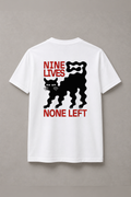 DSTRKT Nine Lives None Left unisex basic beyaz tişört
