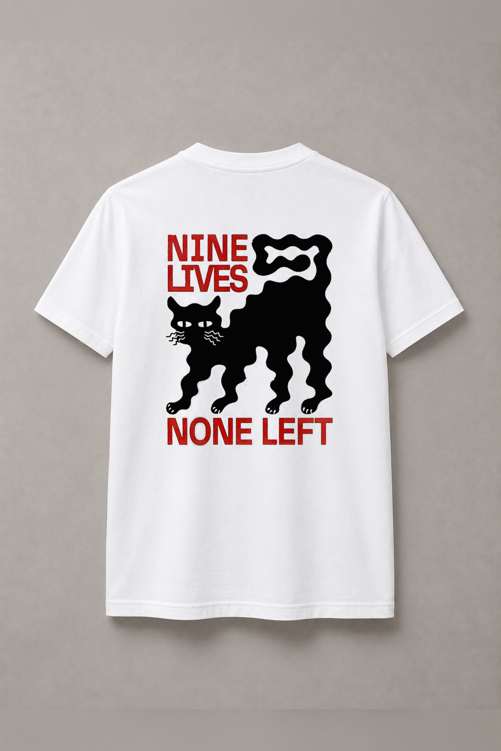 DSTRKT Nine Lives None Left unisex basic beyaz tişört
