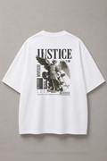 DSTRKT Justice Angel unisex oversize beyaz tişört
