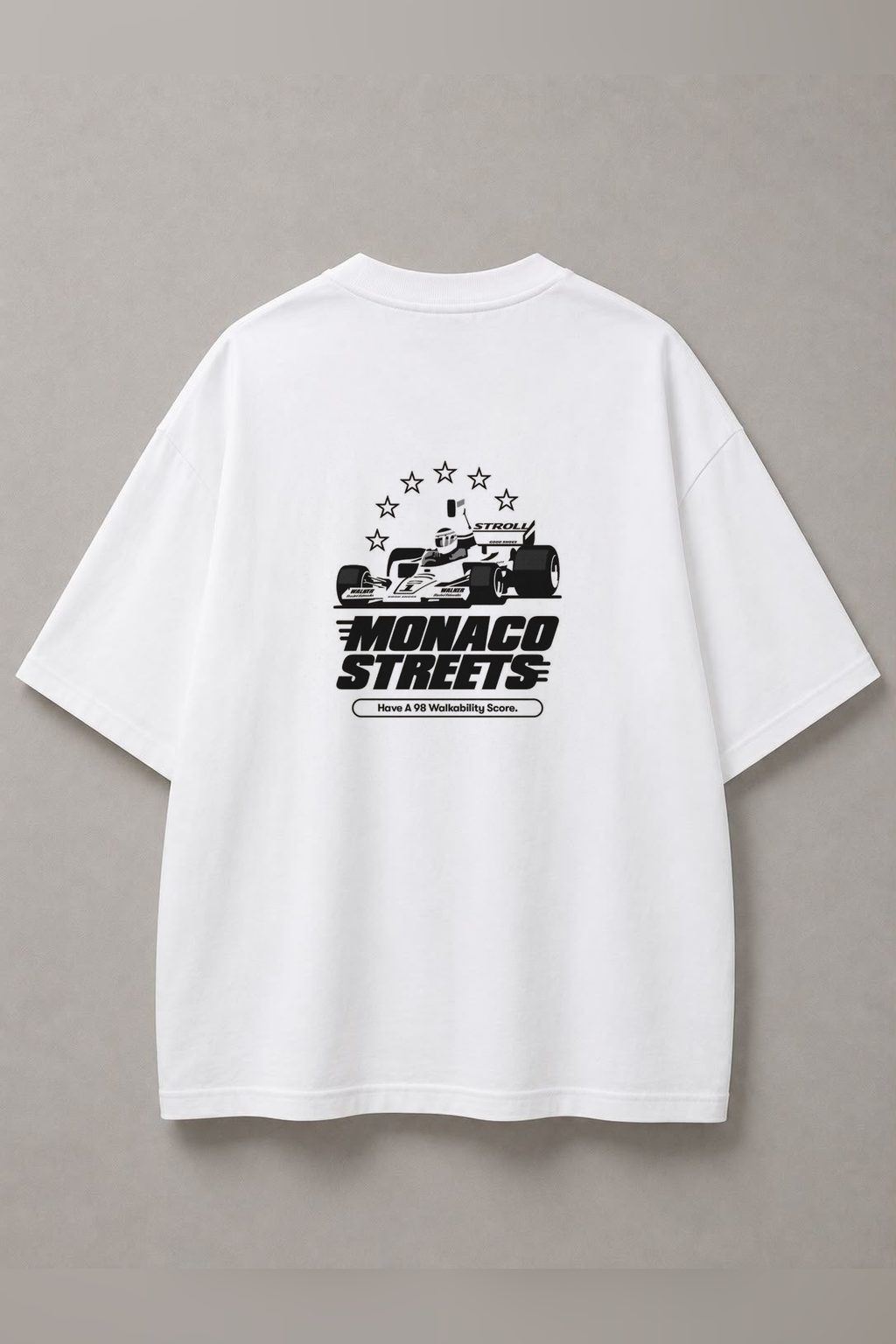 DSTRKT Monaco Streets unisex oversize beyaz tişört