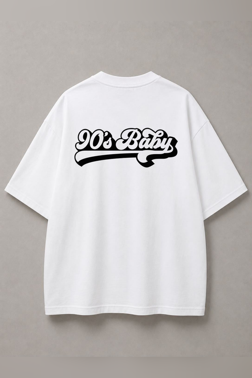 DSTRKT 90s Baby unisex oversize beyaz tişört