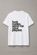 DSTRKT Send Me Your Playlist unisex basic beyaz tişört