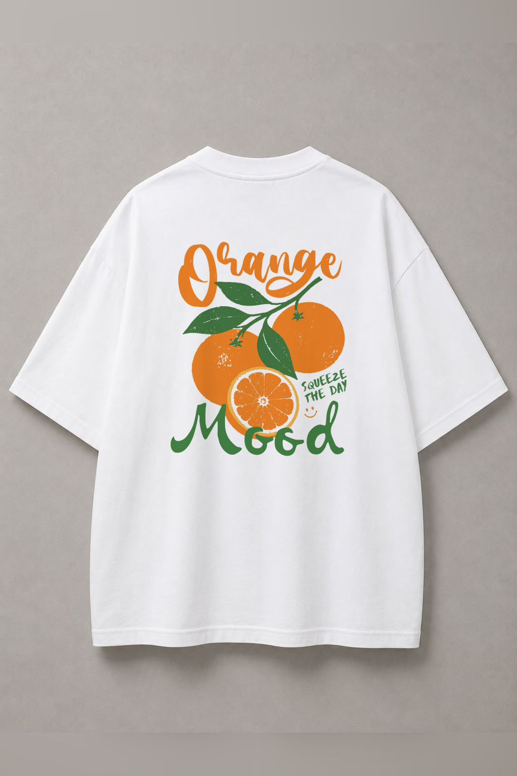DSTRKT Orange Mood unisex oversize beyaz tişört