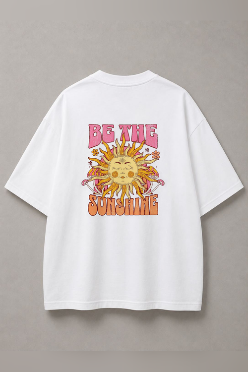 DSTRKT Be The Sunshine unisex oversize beyaz tişört