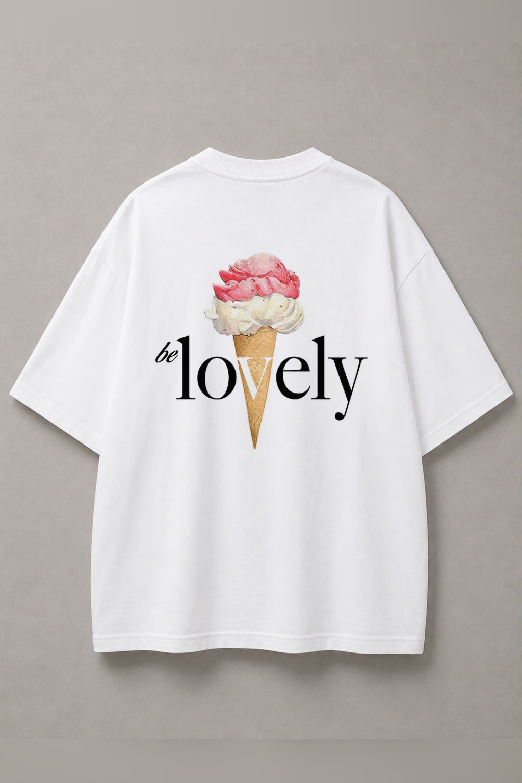 DSTRKT Be Lovely Ice Cream unisex oversize beyaz tişört