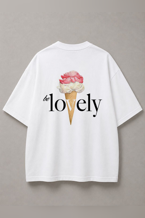 DSTRKT Be Lovely Ice Cream unisex oversize beyaz tişört