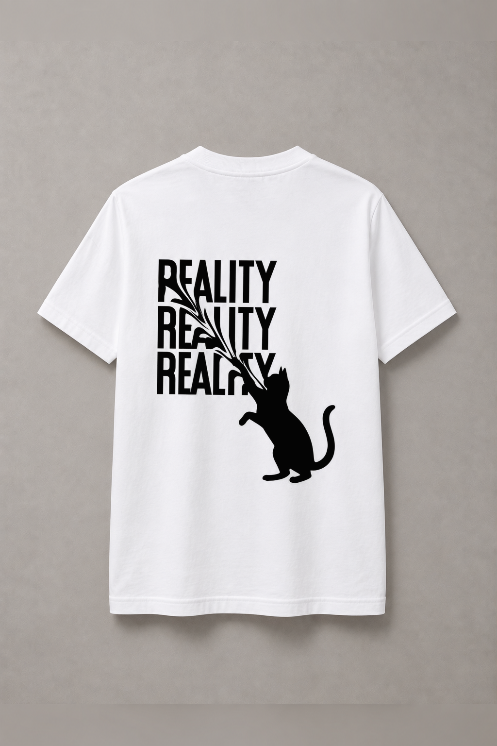 DSTRKT Reality Cat unisex basic beyaz tişört