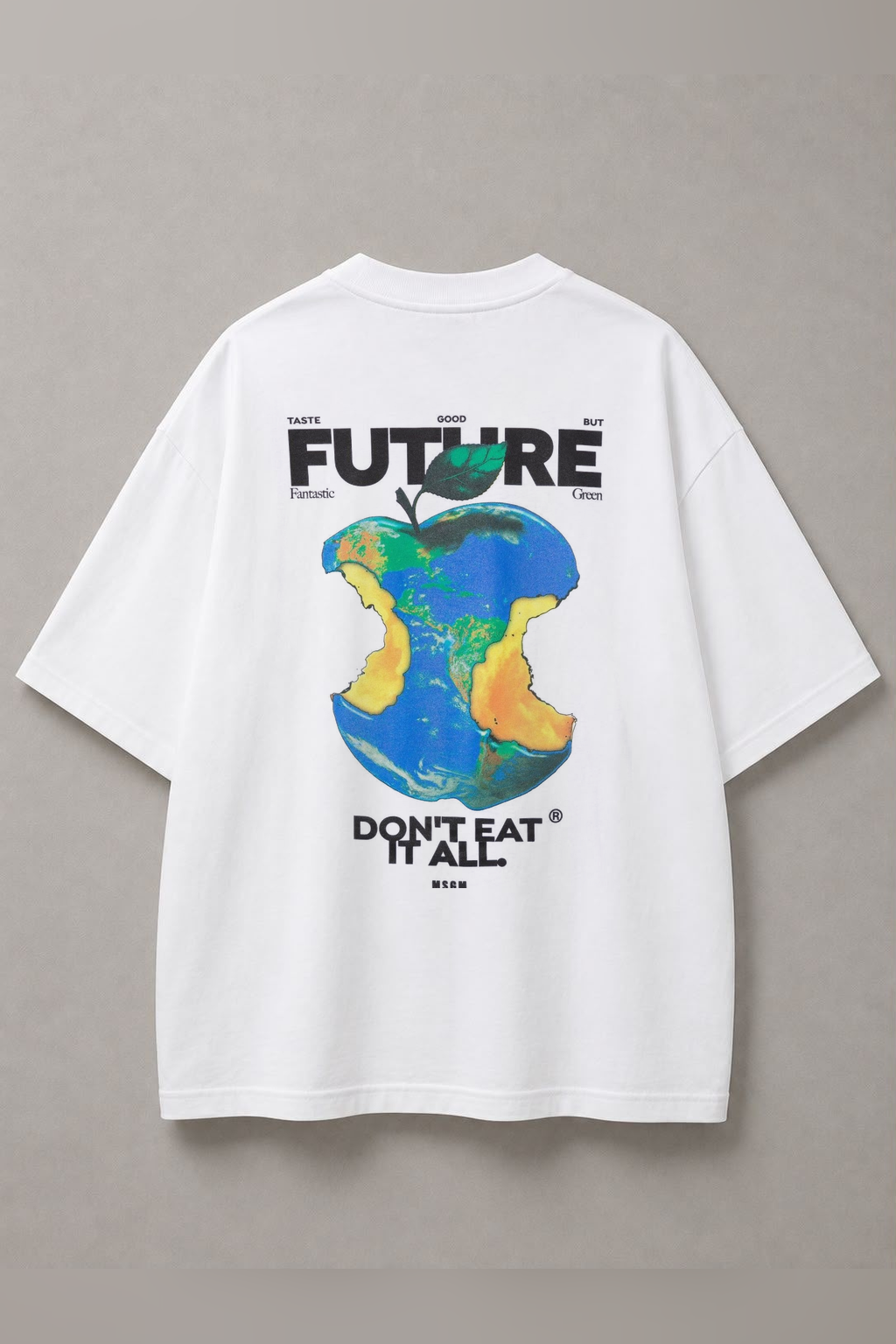DSTRKT Future Apple unisex oversize beyaz tişört