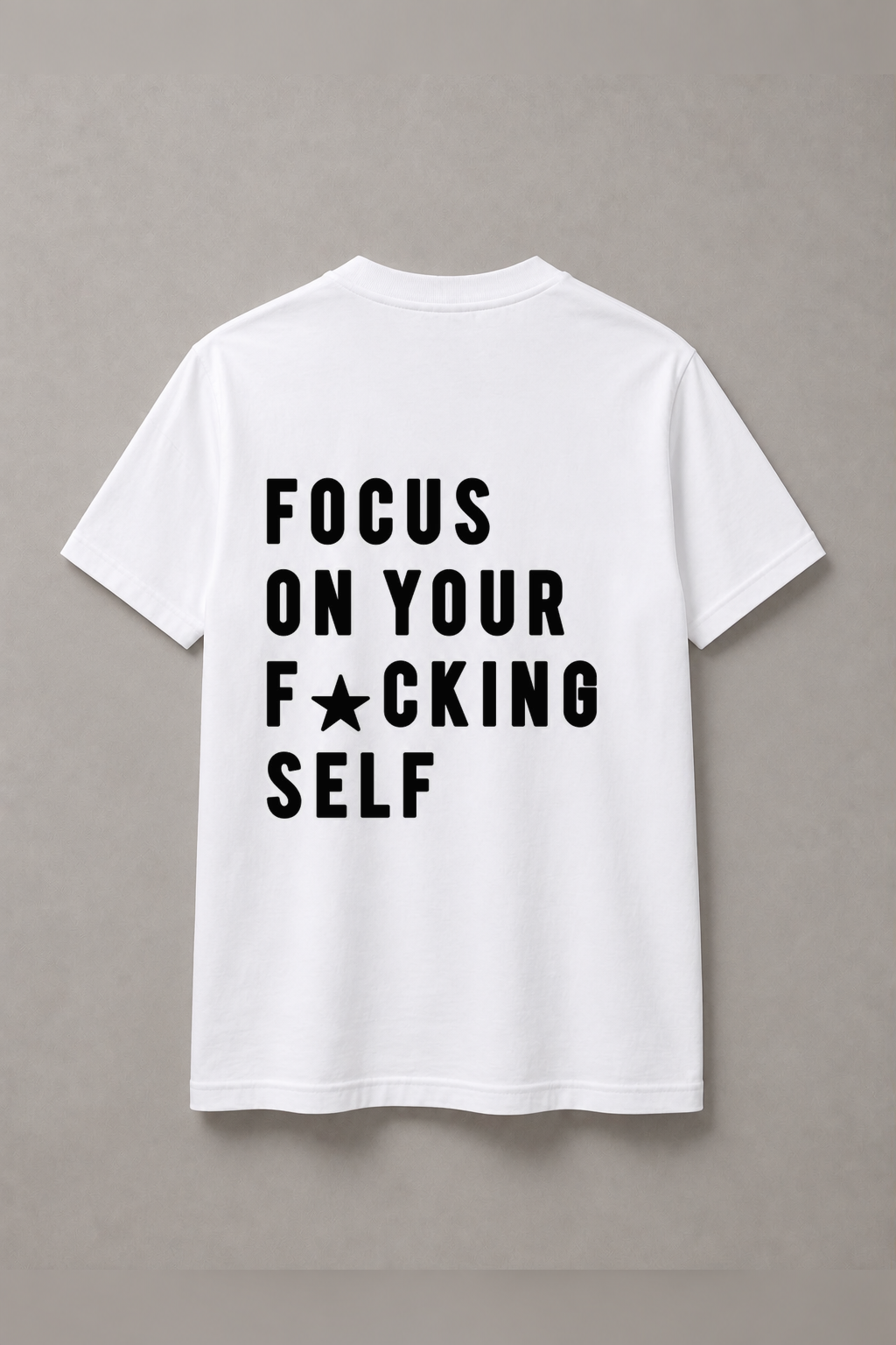 DSTRKT Focus on Yourself unisex basic beyaz tişört