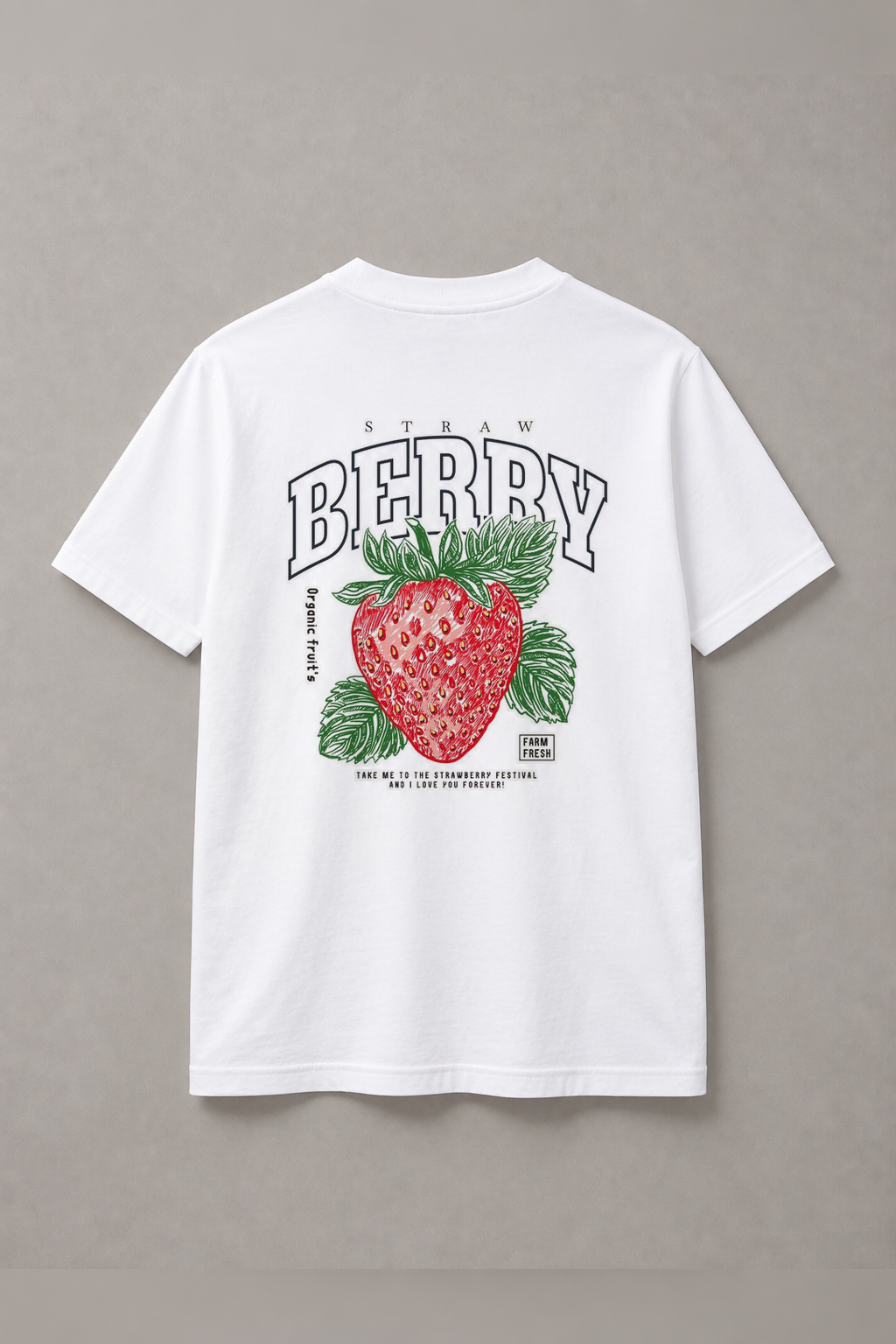 DSTRKT Strawberry Berry unisex basic beyaz tişört