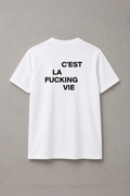 DSTRKT C’est La Fucking Vie Compact unisex basic beyaz tişört