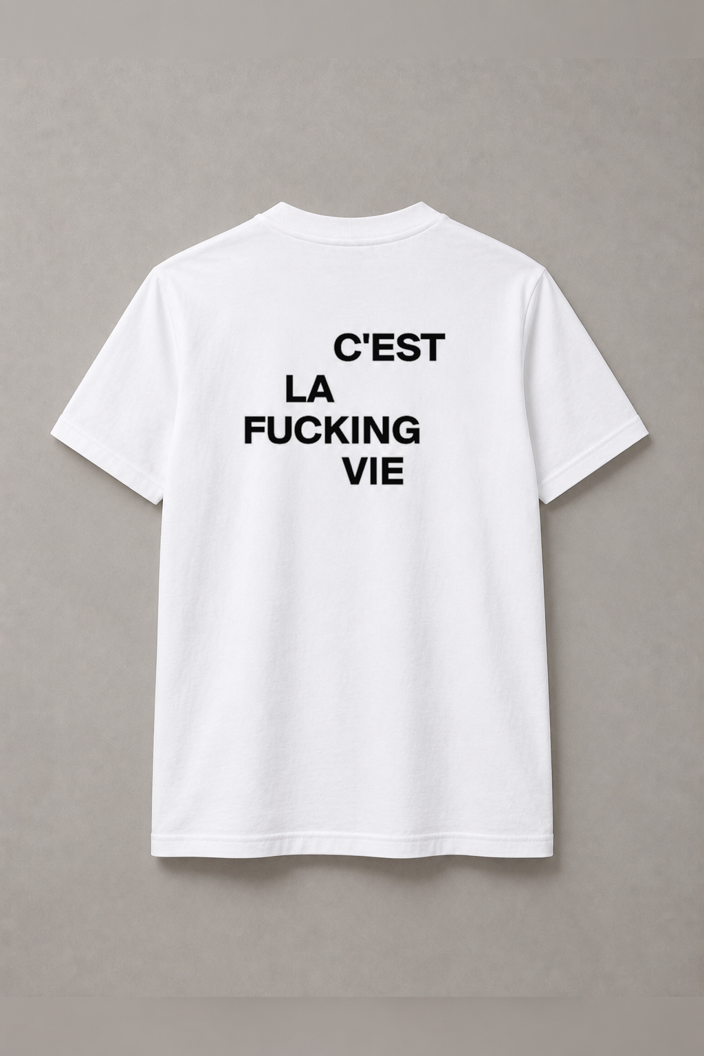 DSTRKT C’est La Fucking Vie Compact unisex basic beyaz tişört