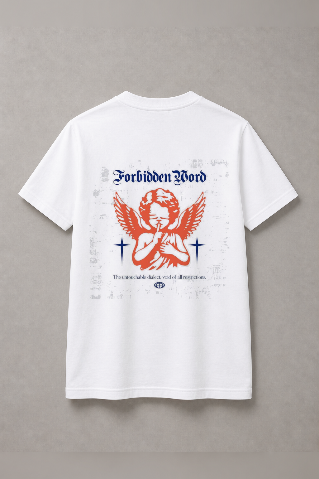 DSTRKT Forbidden Word Angel unisex basic beyaz tişört