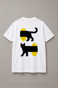 DSTRKT Black Cats Yellow Sun unisex basic beyaz tişört