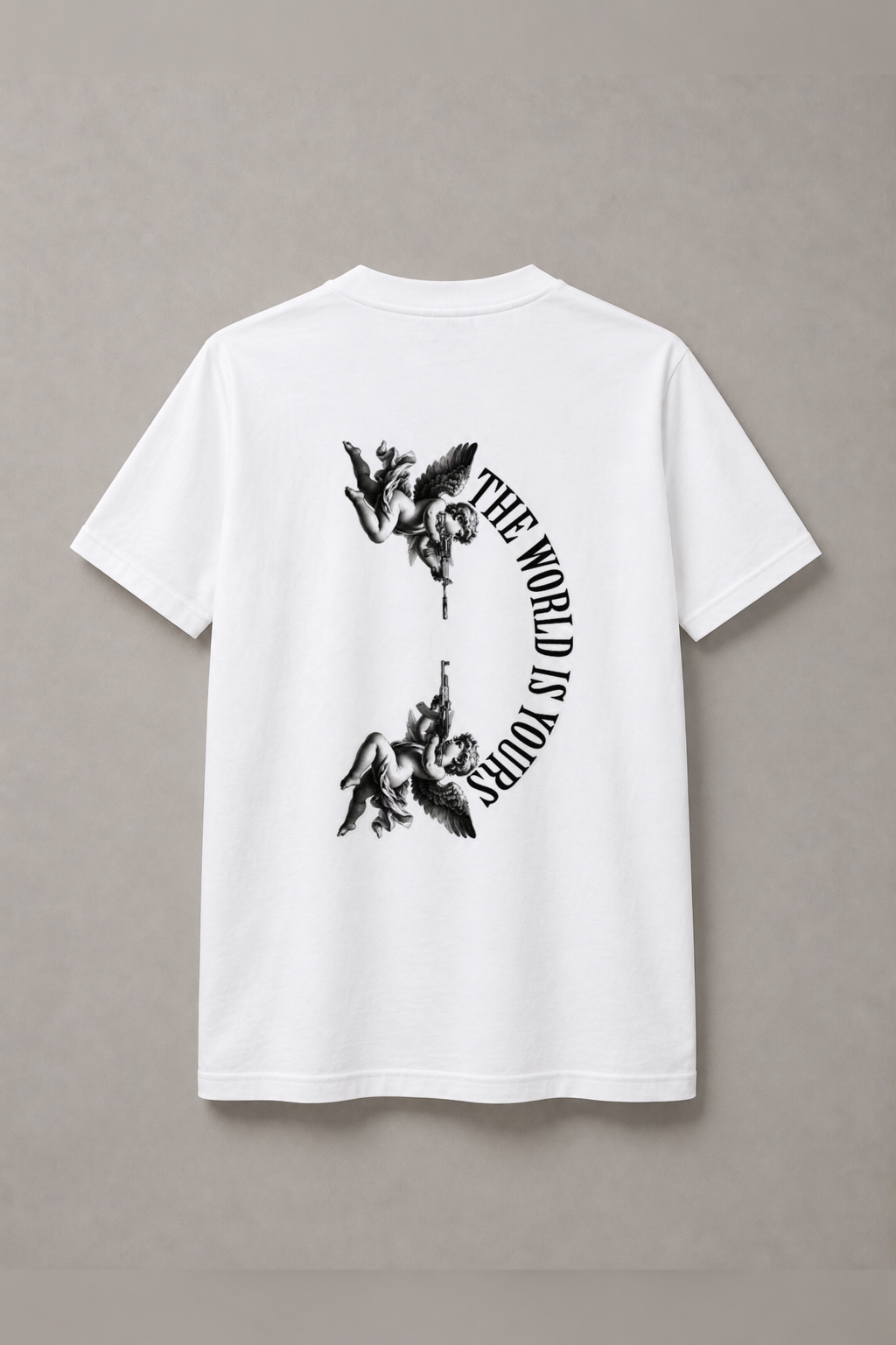 DSTRKT The World Is Yours Angels unisex basic beyaz tişört