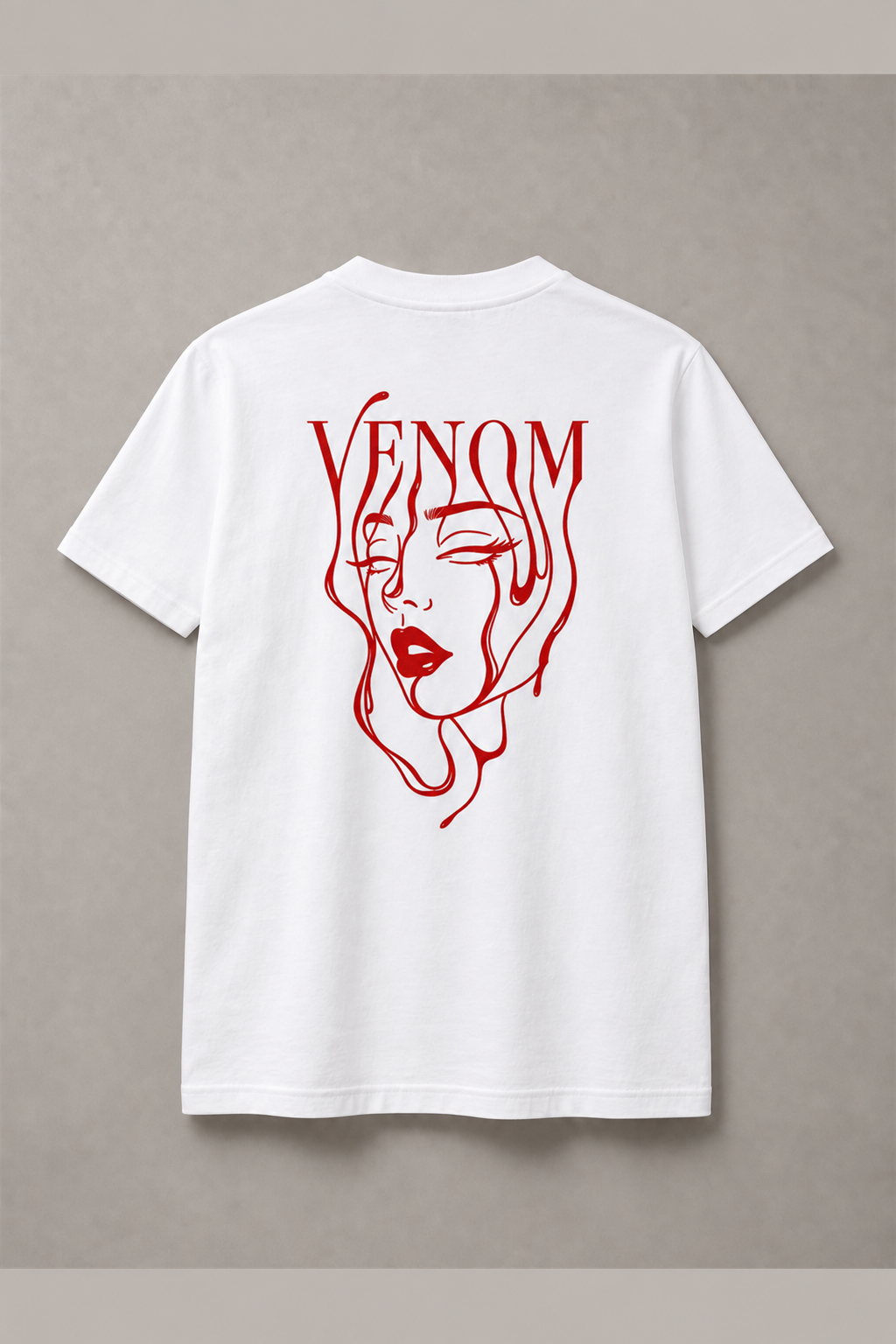 DSTRKT Venom Red Line Art unisex basic beyaz tişört