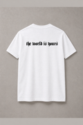 DSTRKT The World Is Yours Text unisex basic beyaz tişört