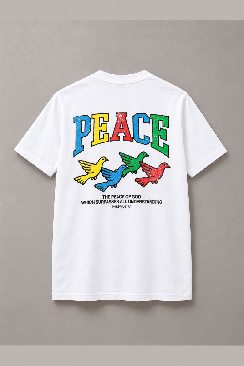 DSTRKT Peace Doves unisex basic beyaz tişört