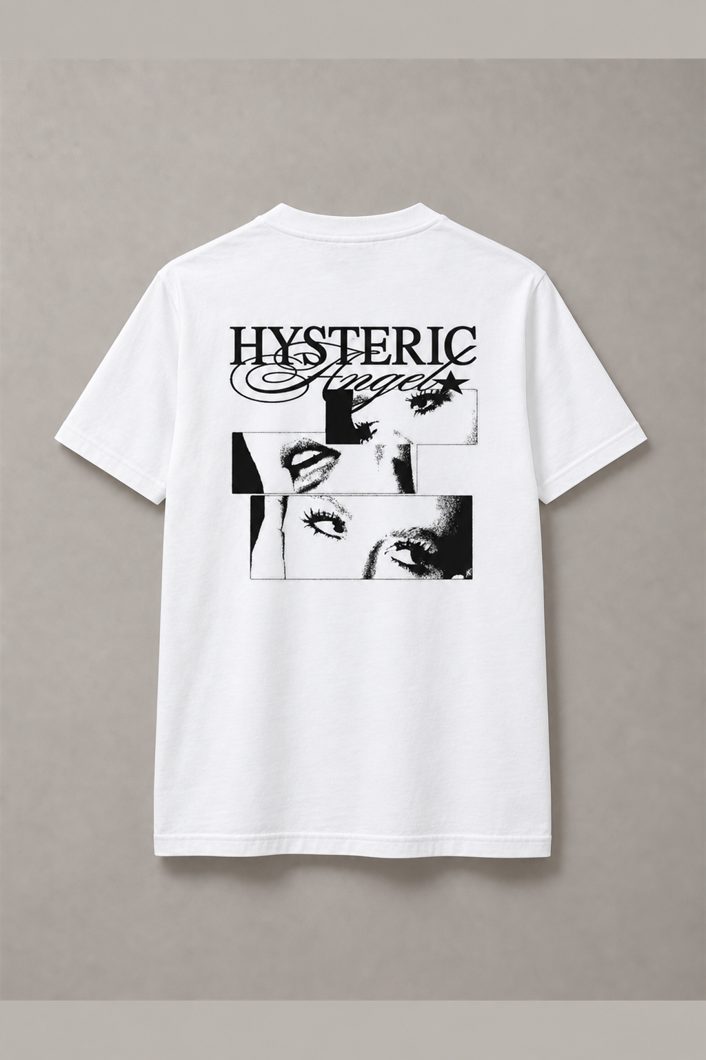 DSTRKT Hysteric Collage unisex basic beyaz tişört