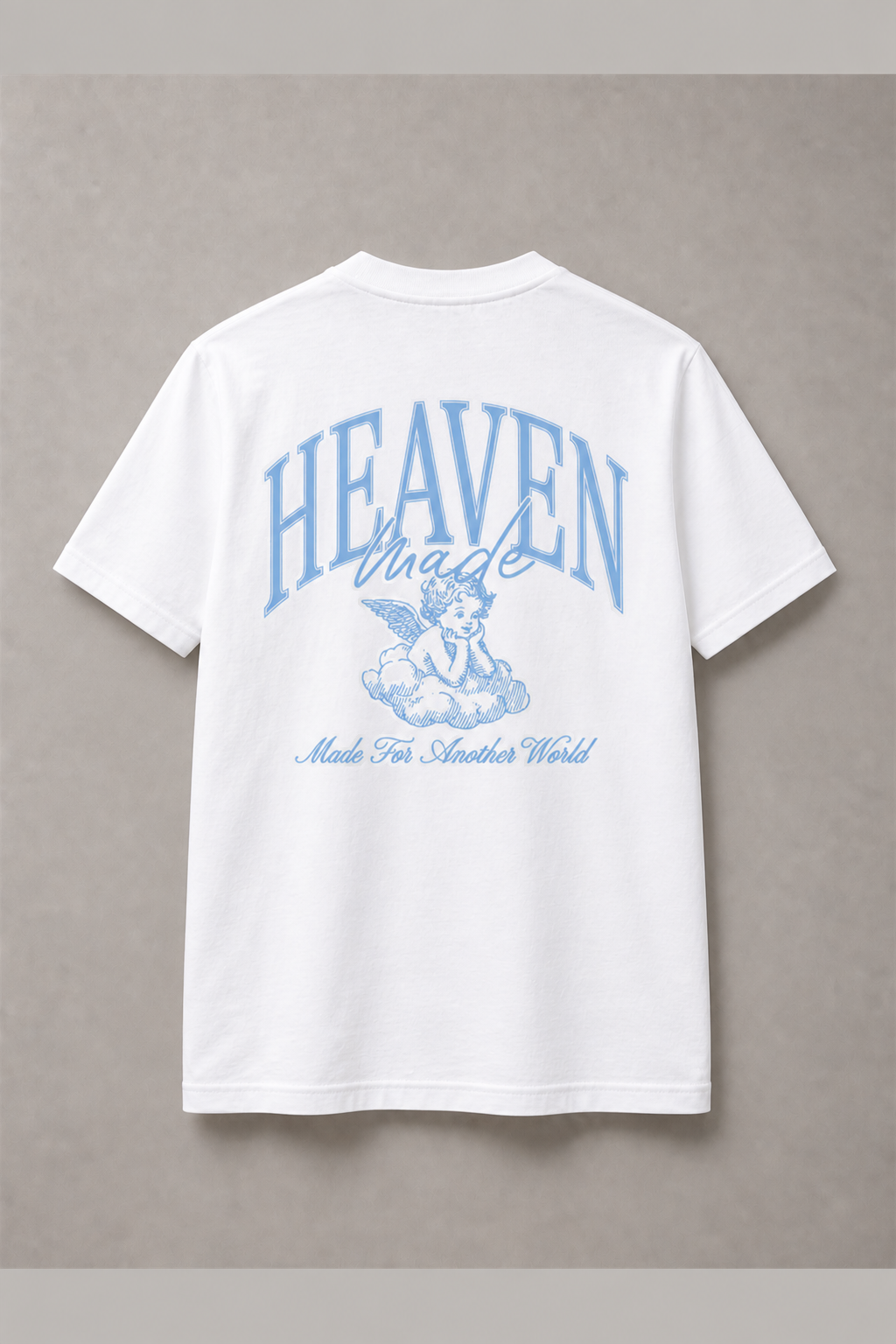 DSTRKT Heaven Made Blue Angel unisex basic beyaz tişört