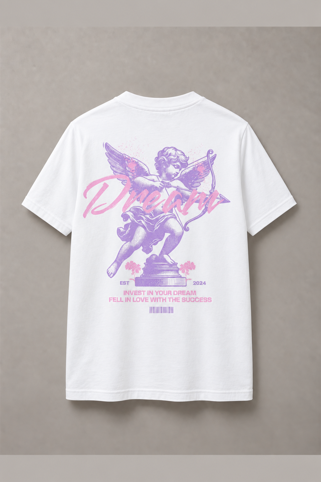 DSTRKT Dream Pink Cherub unisex basic beyaz tişört