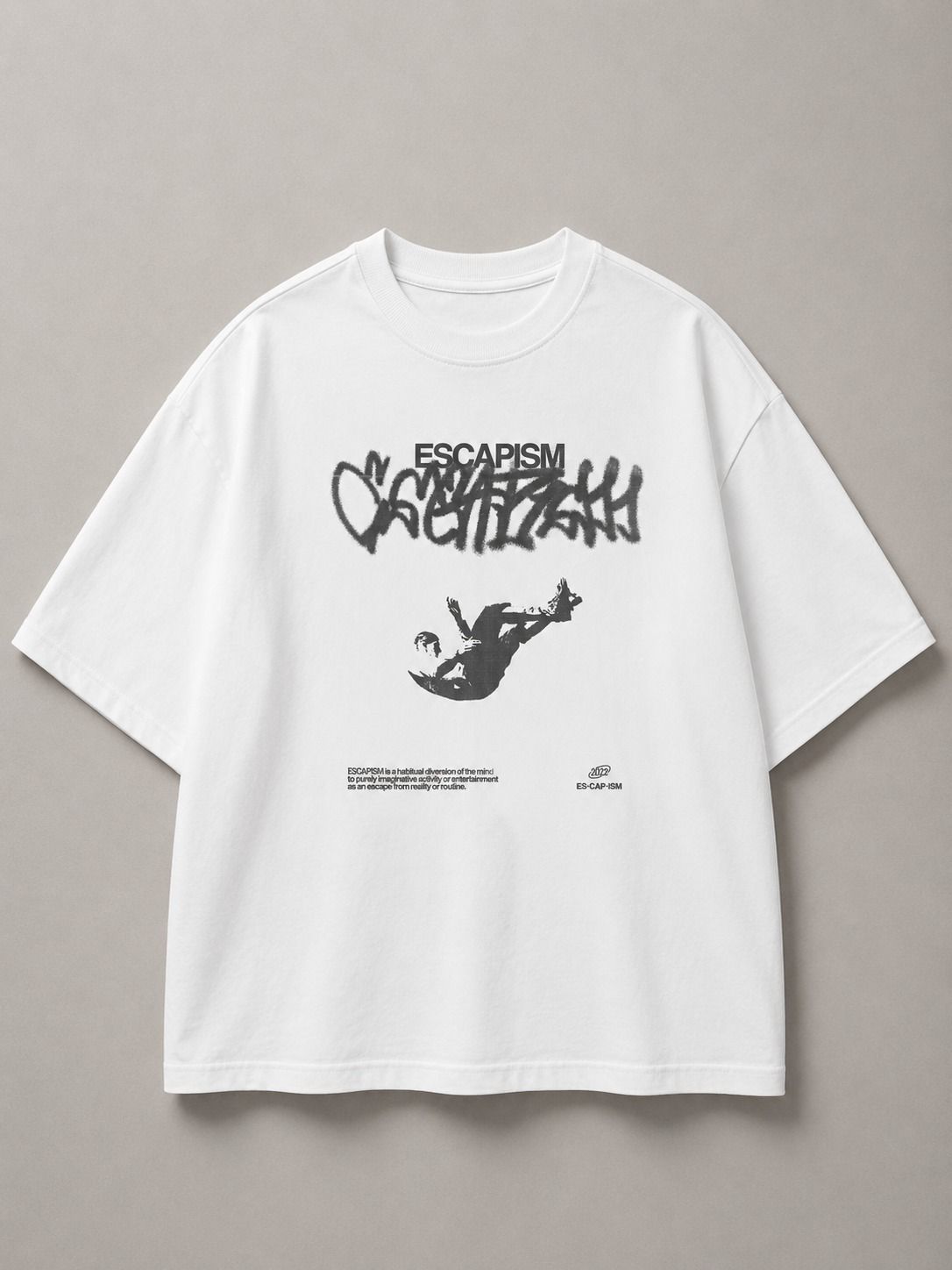 DSTRKT Escapism Unisex Oversize Beyaz Tişört