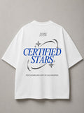 DSTRKT Certified Stars Unisex Oversize Beyaz Tişört