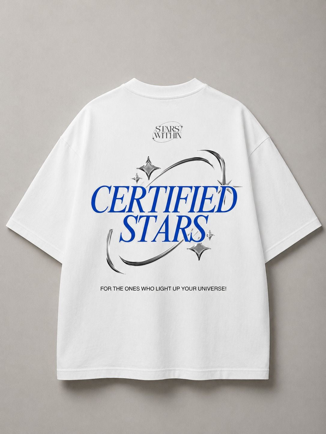 DSTRKT Certified Stars Unisex Oversize Beyaz Tişört