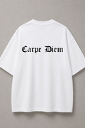 DSTRKT Carpe Diem unisex oversize beyaz tişört