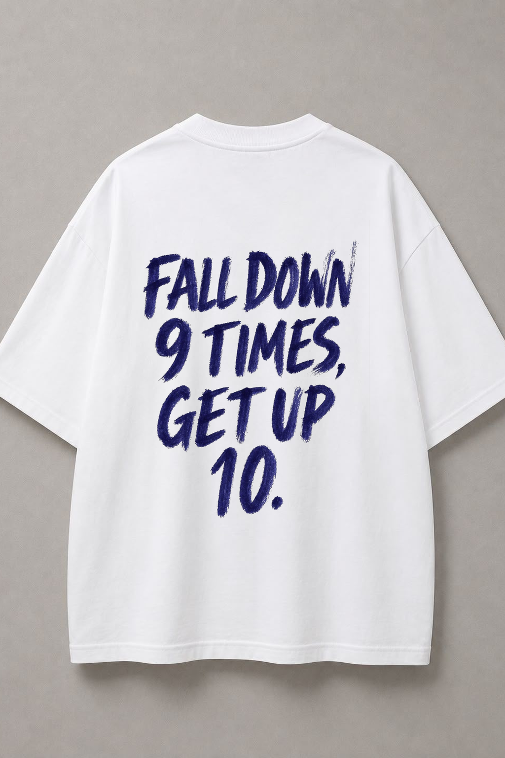 DSTRKT Fall Down 9 Times unisex oversize beyaz tişört