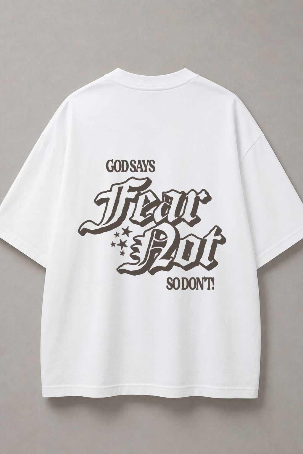 DSTRKT Fear Not unisex oversize beyaz tişört