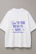 DSTRKT God Is the Reason Why unisex oversize beyaz tişört