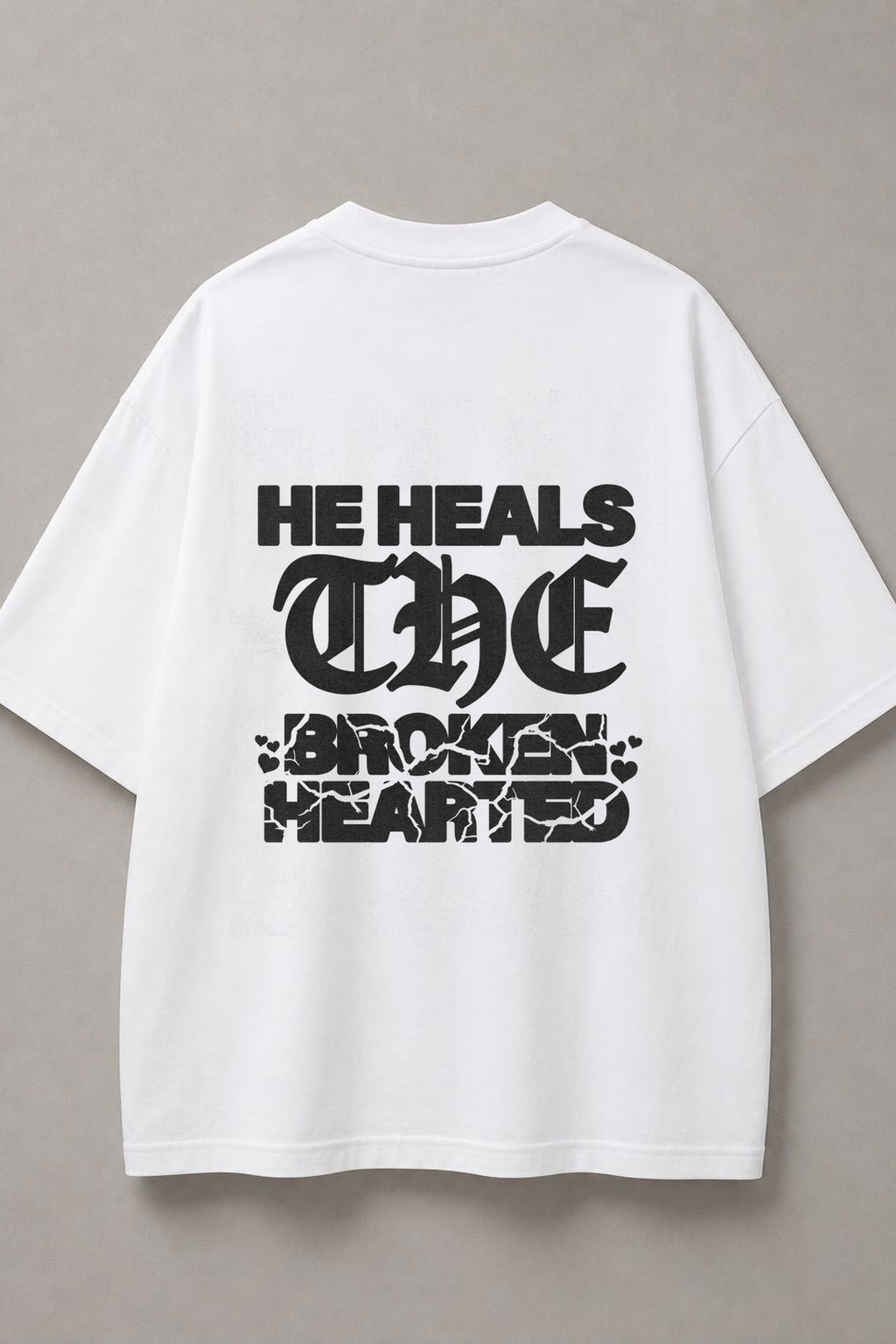 DSTRKT He Heals the Brokenhearted unisex oversize beyaz tişört