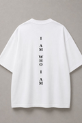 DSTRKT I Am Who I Am unisex oversize beyaz tişört