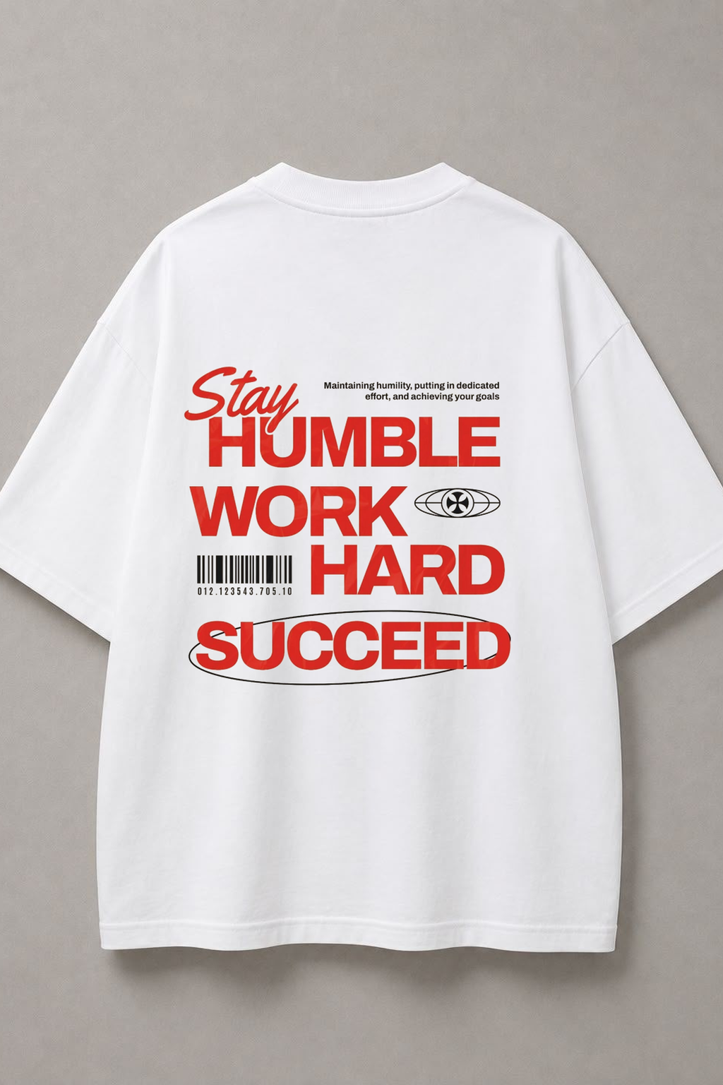 DSTRKT Stay Humble Work Hard unisex oversize beyaz tişört