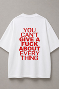 DSTRKT You Can't Give a Fuck About Everything unisex oversize beyaz tişört