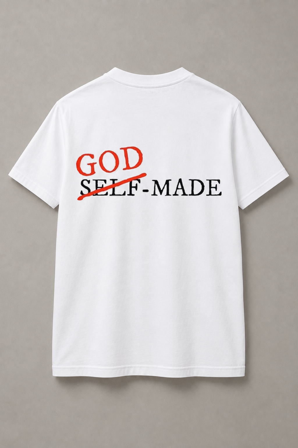 DSTRKT God Self-Made unisex basic beyaz tişört
