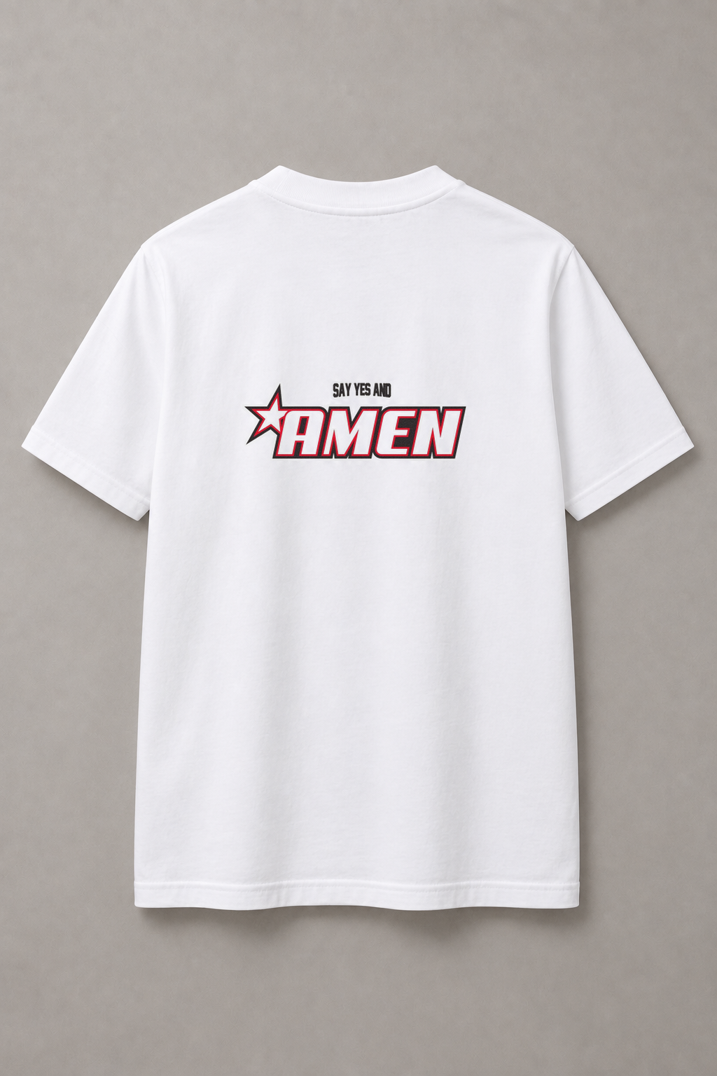 DSTRKT Say Yes and Amen unisex basic beyaz tişört