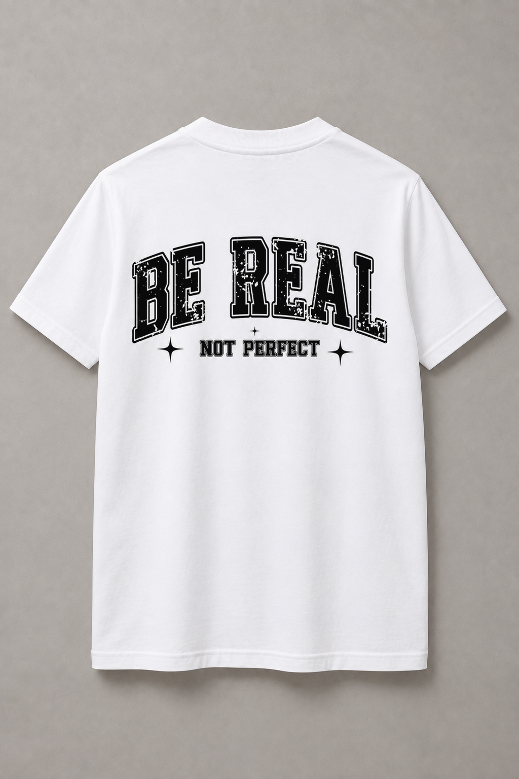 DSTRKT Be Real Not Perfect unisex basic beyaz tişört
